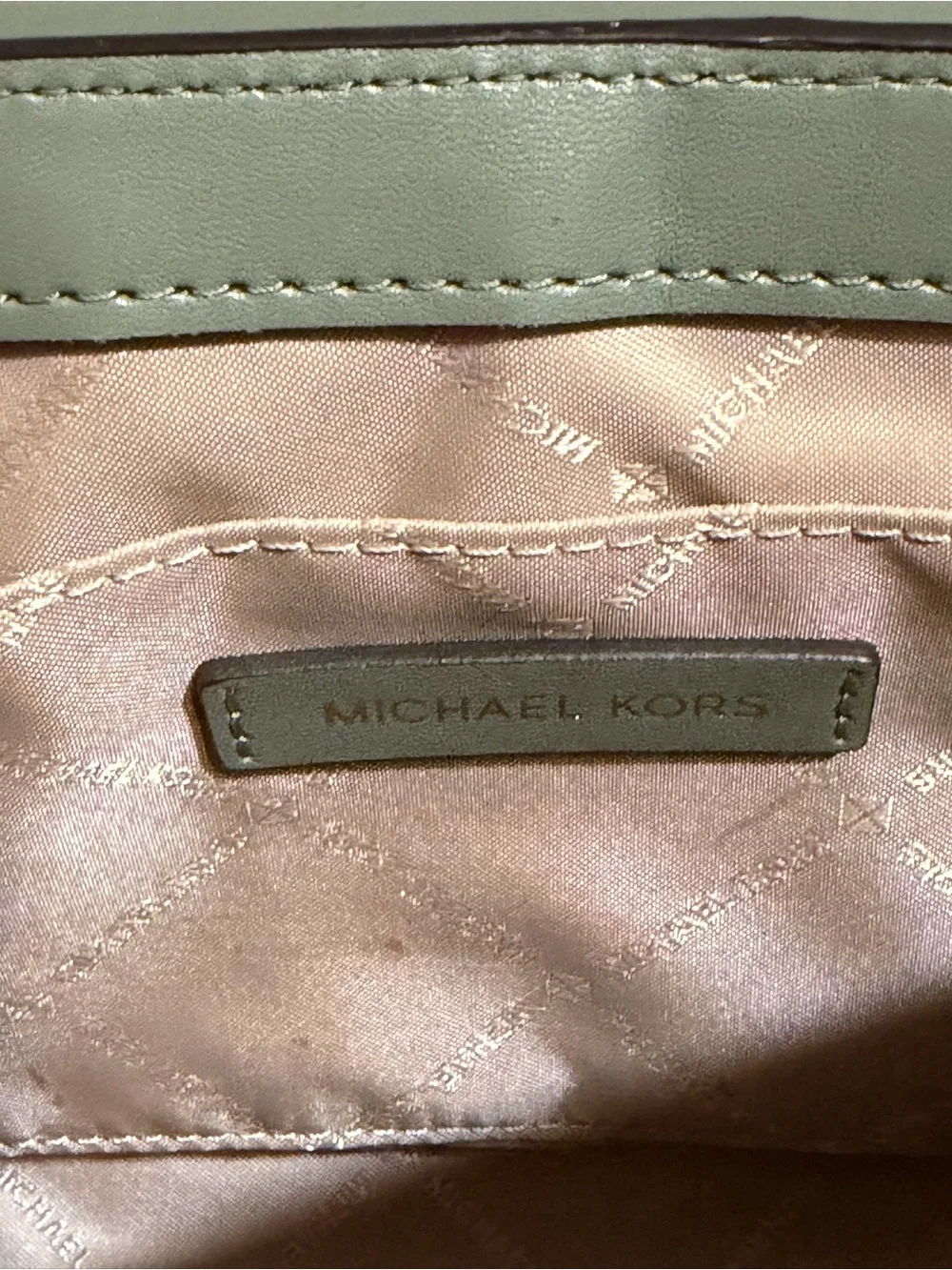 Michael Kors Olive Green Croc-Embossed Mini Crossbody with Gold Hardware